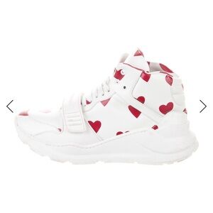 Burberry White and Red Heart Sneakers